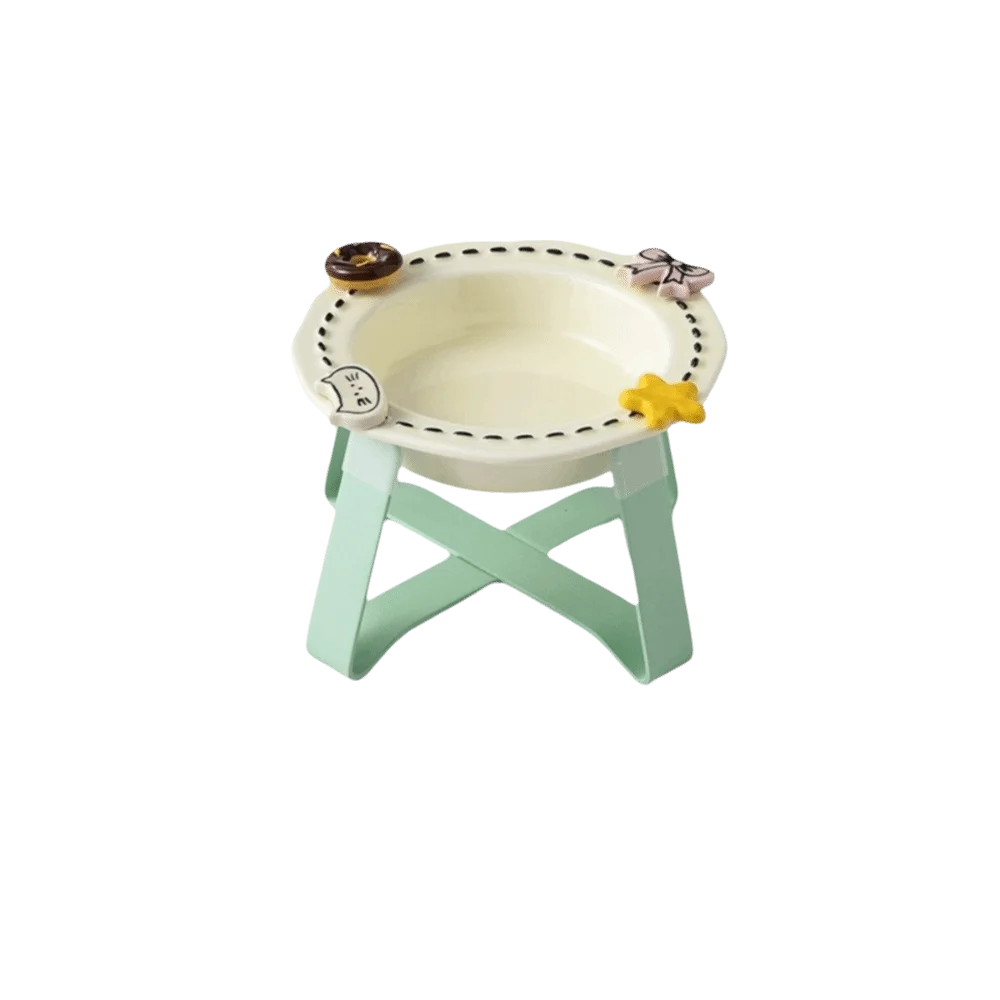 

Dopamine Ceramic Pet Food Bowl Resistant Spill with Stand Elevated Pet Bowl Large Caliber Anti Spill Pet Bowl Feeding Drinking