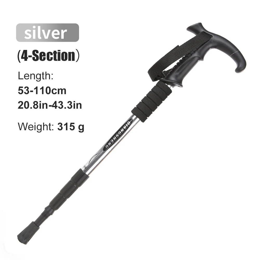 Outdoor Opvouwbare Trekkings Pole 4-delige Draagbare Wandelen Telescopische Stok Lichtgewicht Camping Klimmen Trekkingstok