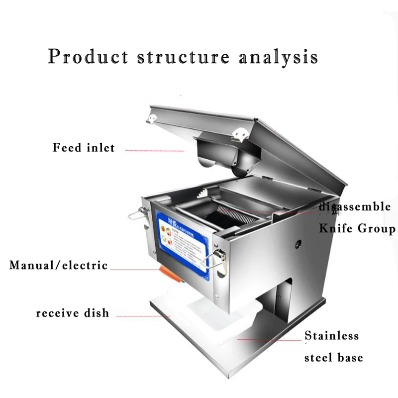 220V Electric Slicer Meat Cutter Machine Commercial Stainless Steel Meat Slicer Vegetable Cutting Machine Shredded Diced