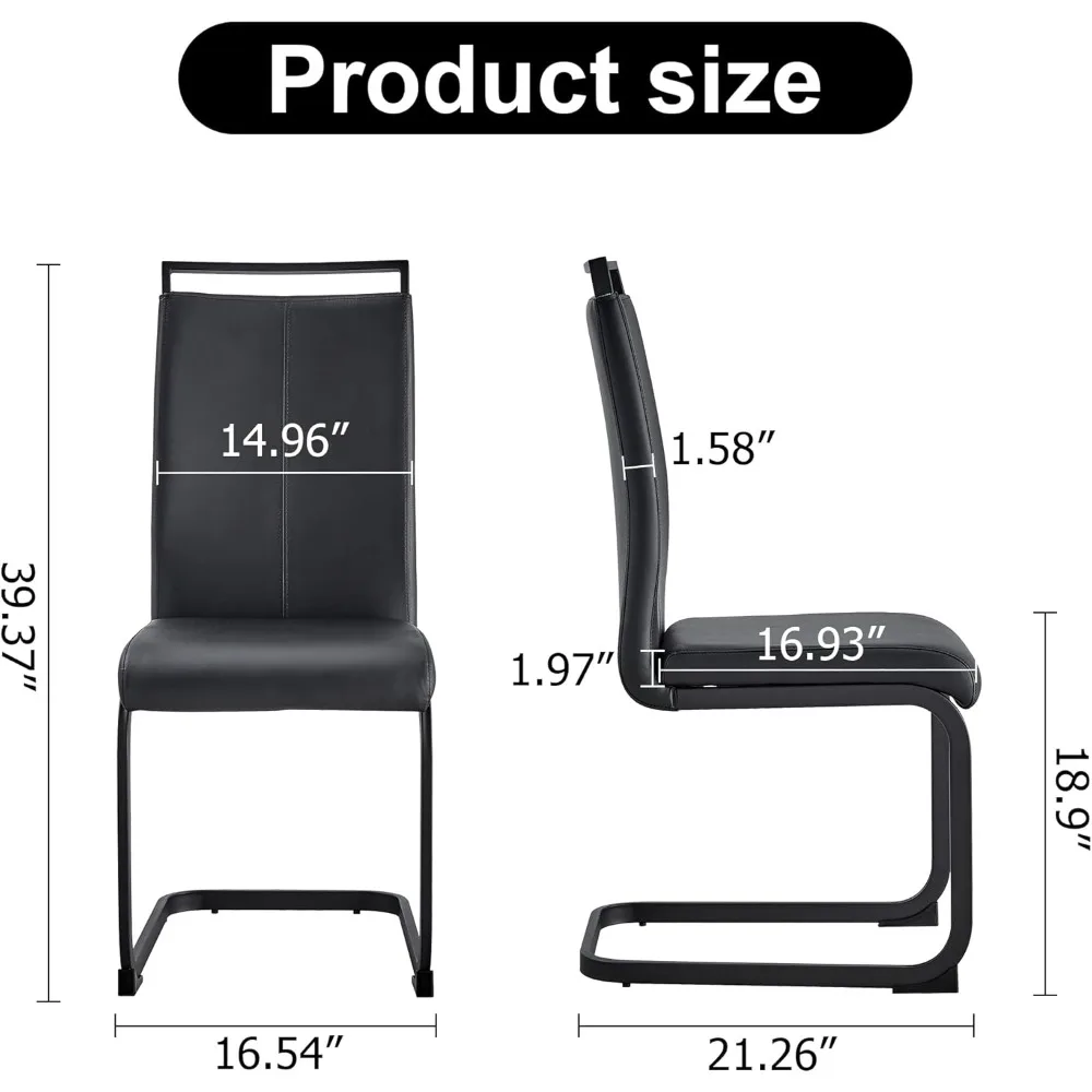 Nowoczesne krzesła do jadalni, zestaw 2 krzeseł bocznych i kuchennych z wyściełanym siedziskiem ze sztucznej skóry, wysokim oparciem, do jadalni, kuchni