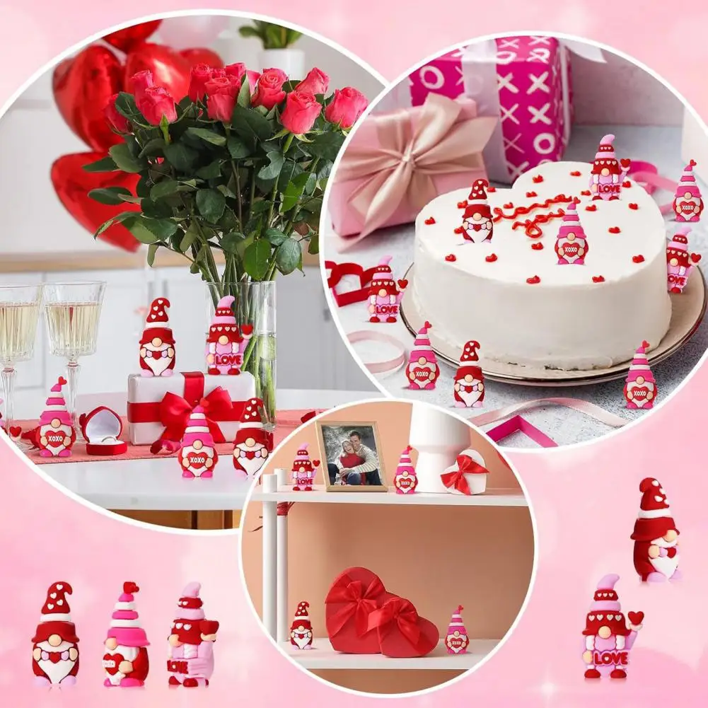 Kleine Gummi-Gartenzwerg-Spielzeuge, Elfenpuppen, Valentinstag Mini-Gartenzwerg-Set, Harzfiguren, Romantische Herz-Deko, Party-Gastgeschenke, Etagere-Deko