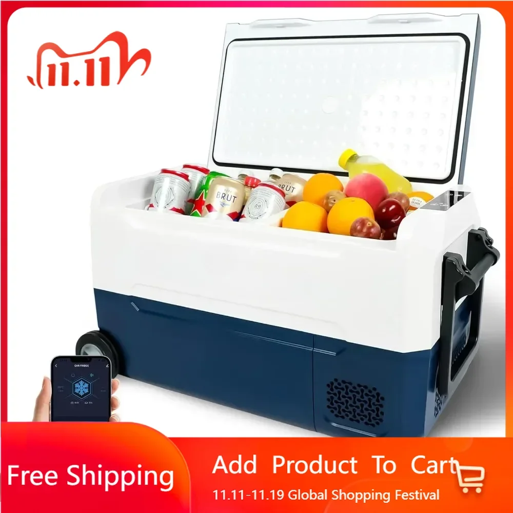 

12 Volt Car Refrigerator, 37 Quart(35L) Portable Freezer Car Fridge WIFI APP Control, 12/24V DC and 100-240V for Outdoor,Camping