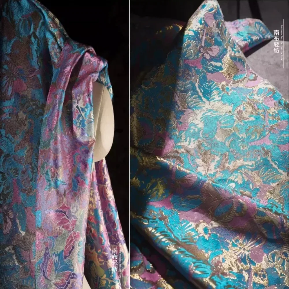 

Colorful Pattern Jacquard Fabric for Chinese Style Embroidery Relief Jacket Clothing Designer Cloth Material Diy Sewing