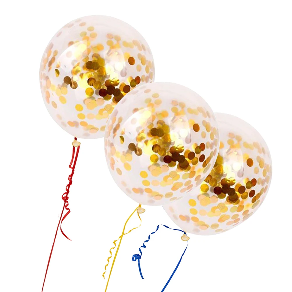 

5 Pcs Colorful Latex Balloons Round Sequins Decorative Wedding Party Festive Home Event Celebrations Balloon Set