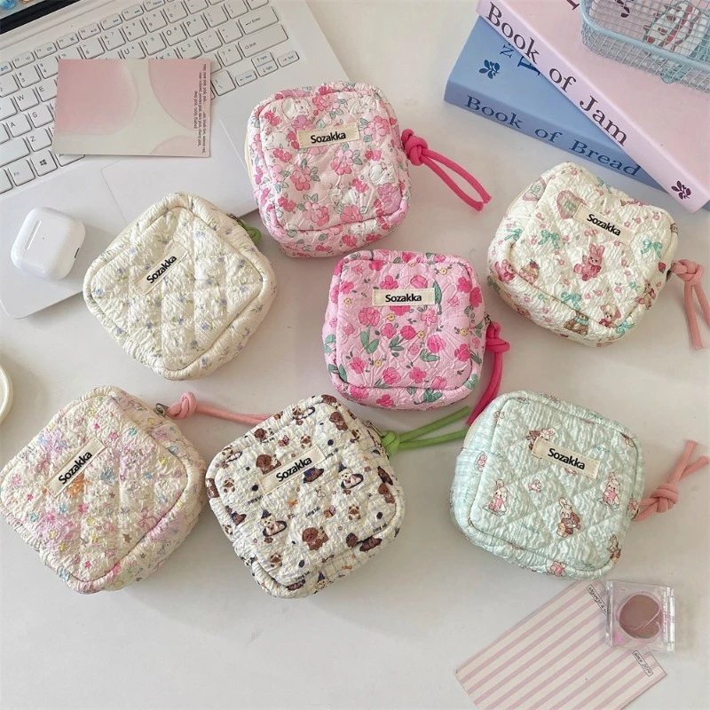 

Zipper Cartoon Cute Mini Women Makeup Cosmetic Lipstick Storage Bag Case Cute Sanitary Napkins Menstruation Towel Storage Bag