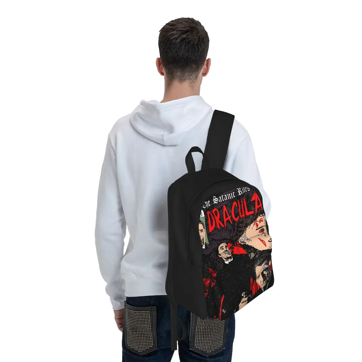 Os ritos satânicos de drácula mochila feminina moda crianças saco de escola filme de terror computador mochila viagem adolescente