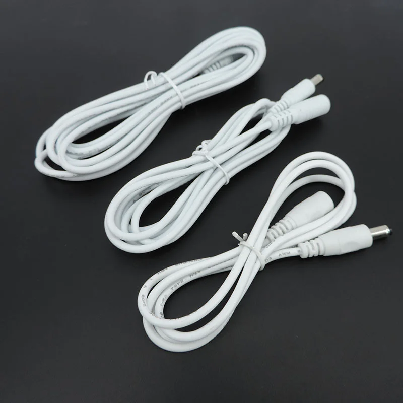DC Power Supply Cable Extension Cord Adapter Female to Male Connector Plug 12V 5.5mm X 2.1mm Cords for Strip Light CCTV Camera Q