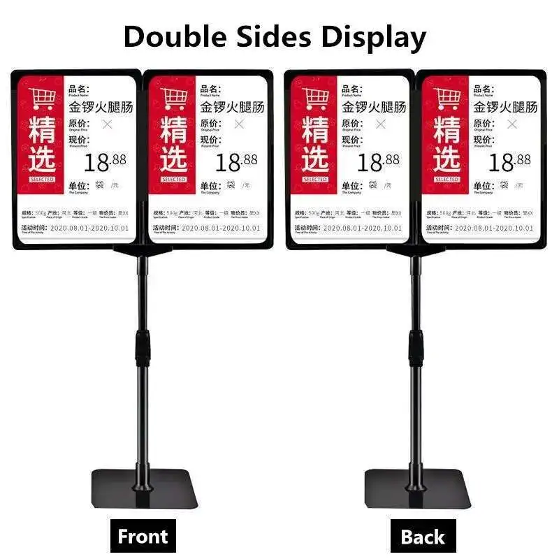 A4 T-Sign Adjustable Sign Holder Poster Frame Desktop Counter Stainless Steel Advertising Banner