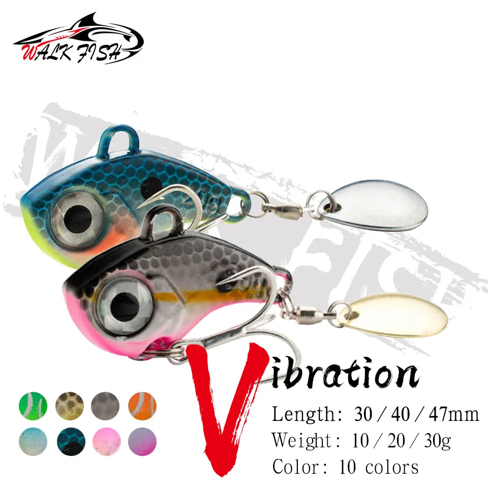 WALK FISH Tail Spinning 10g 20g 30g Balance Rotating Metal Jig VIB Vibration Bait Spinner Spoon New Fishing Tackle Sinking Lure