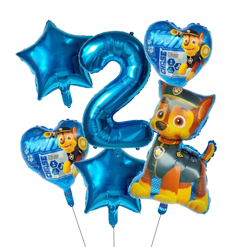 6pcs Cartoon Paw Patrol Ryder Chase Marshall Skye palloncino in foglio di alluminio decorazione di compleanno per bambini forniture per feste regalo