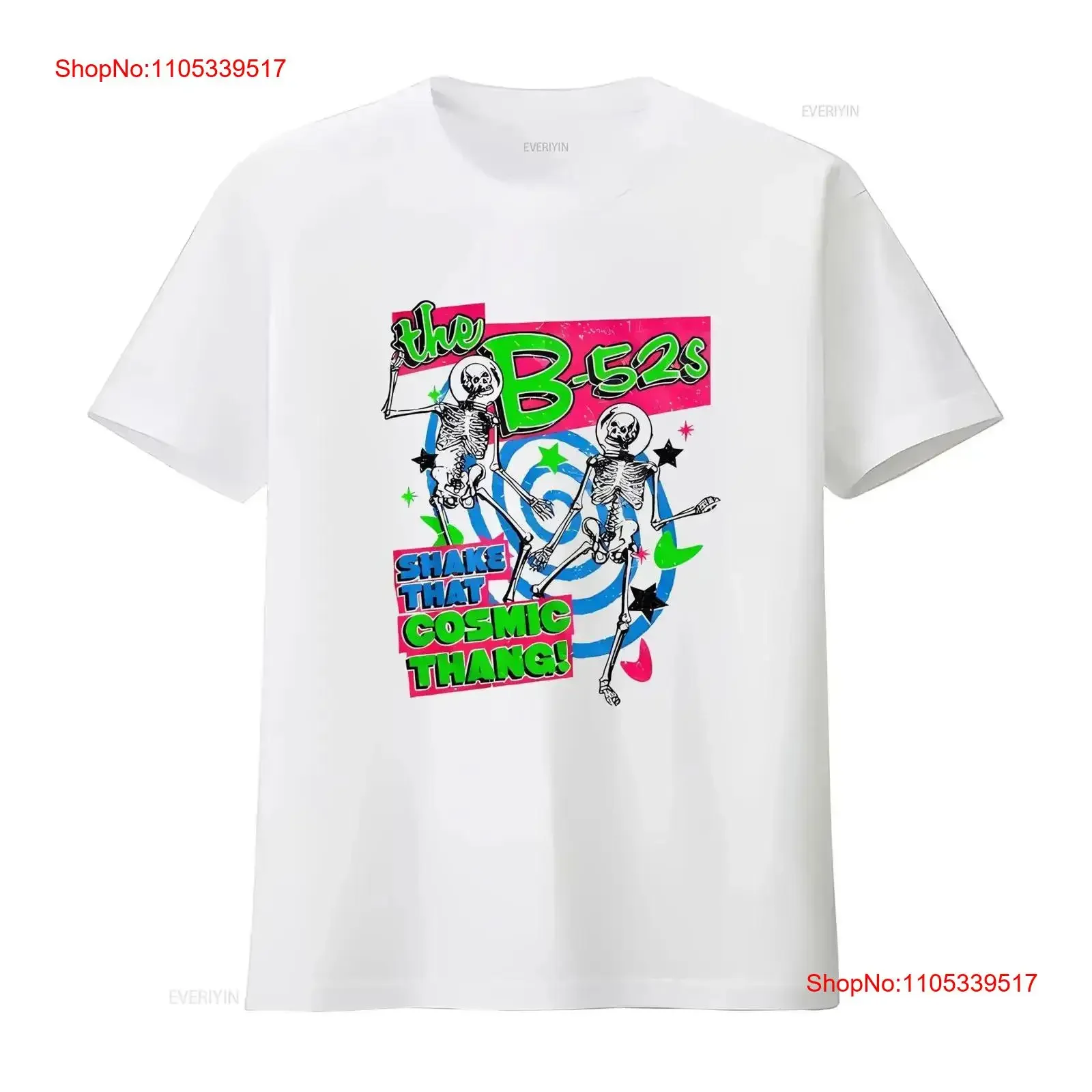 B52s Shake that Cosmic Thang Herren-T-Shirt, Astronauten-Skelette, Band, 70er-Jahre-Rock, Vintage, gewaschen, leicht, Designerkleidung, lässig
