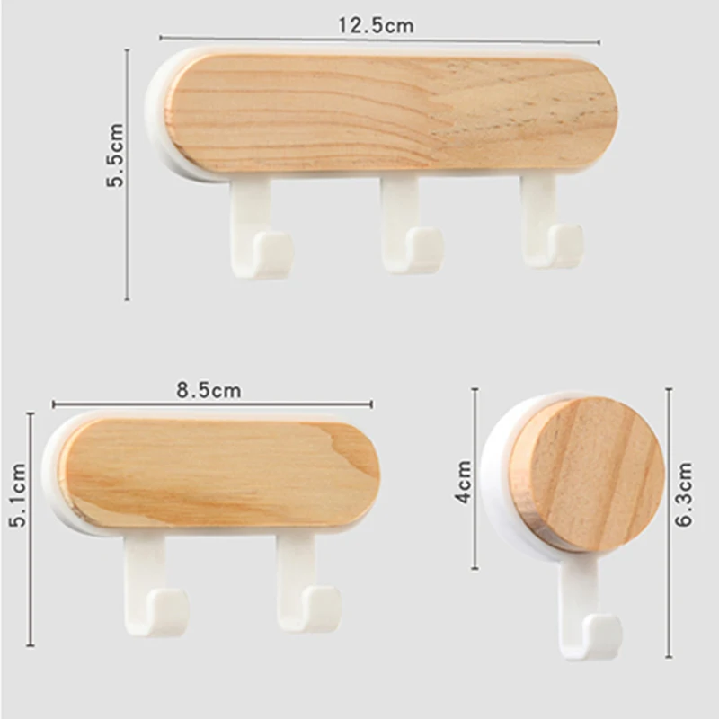 New Decorative Wall Wood Hooks Coat Scarf Bag Hanger Kitchen Accessories Organizer Hook Home Decor Storage Rack Behind Door Hook