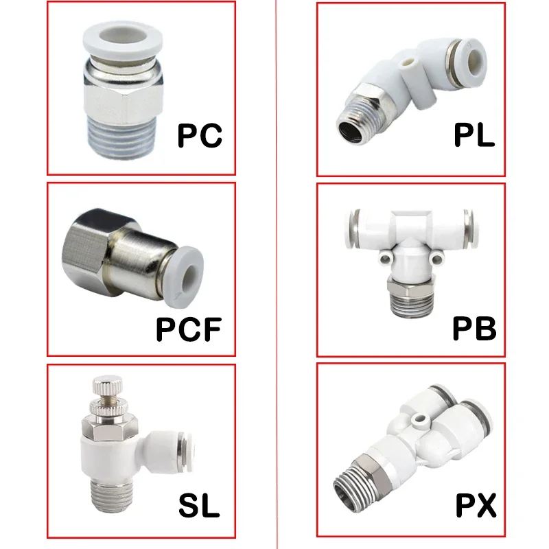 5PCS/2PCS High Quality White PC/PCF/PL/SL/PB/PH Type Air Hose Rapidities Pipe Quick Release Pneumatic Fitting.