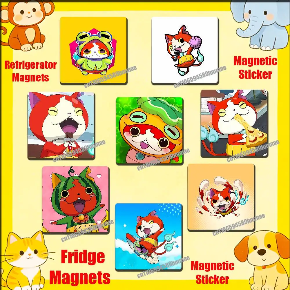 

For Cute Cartoon J-Jibanyan Fridge Freezer Refrigerator Magnets Kitchen Metal Cabinet Magnetic Sticker Card