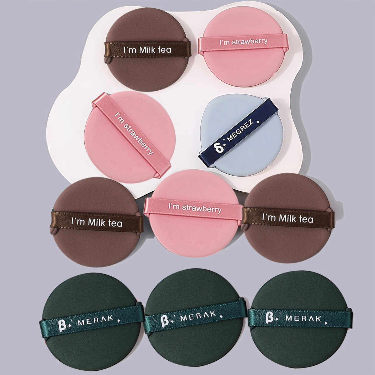 10 pieces of multi-color randomly mixed air cushion powder puff, super soft and easy to carry, a perfect base makeup tool