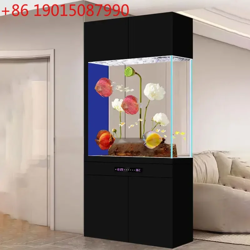 

Ультрапрозрачный стеклянный аквариум-перегородка с напольной установкой, не требующий частой замены воды