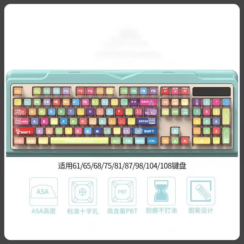 Arc-en-ciel bonbons Double pouding au lait PBT + PC Keycap Gamer clavier mécanique clair brillant auge colorant-subbed bricolage 125 touches profil SAX