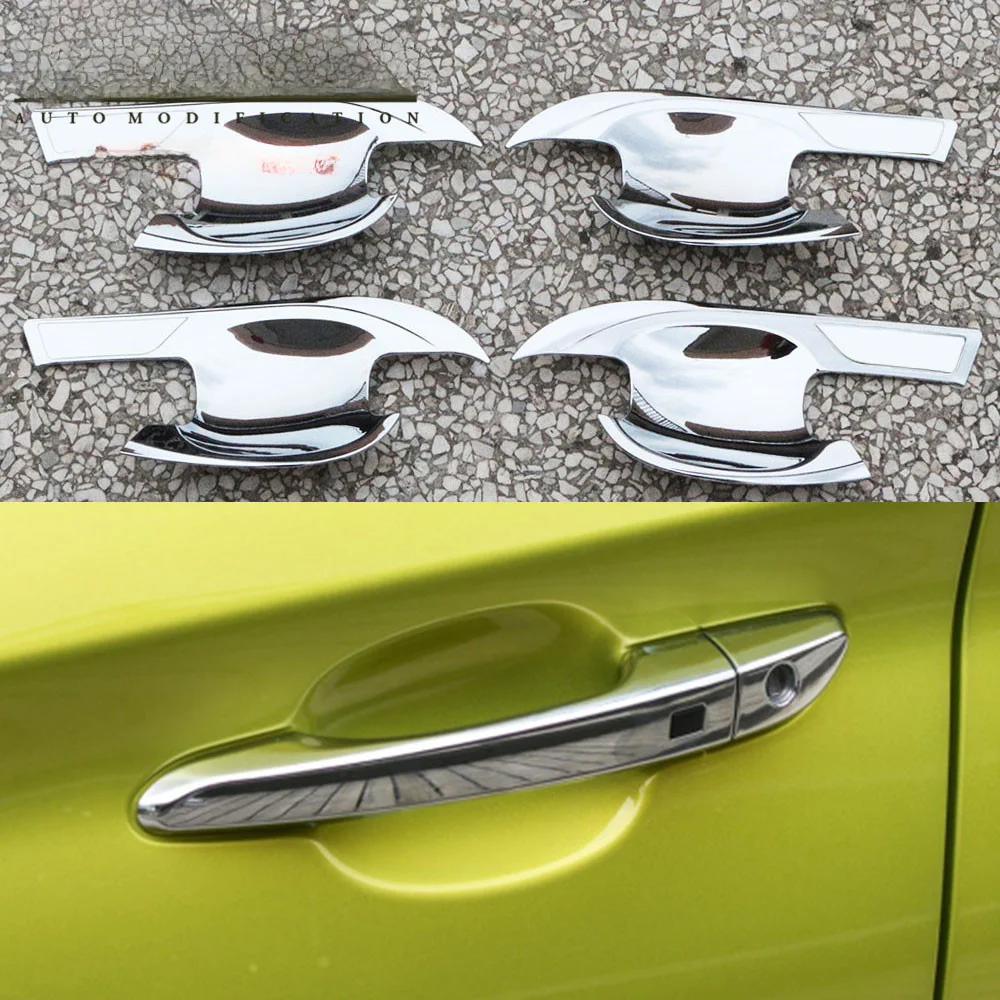 

Car ABS Chrome External Stick Lamp Frame Door Bowl for Hyundai Kona Encino Kauai 2017 2018 2019 2020 2021