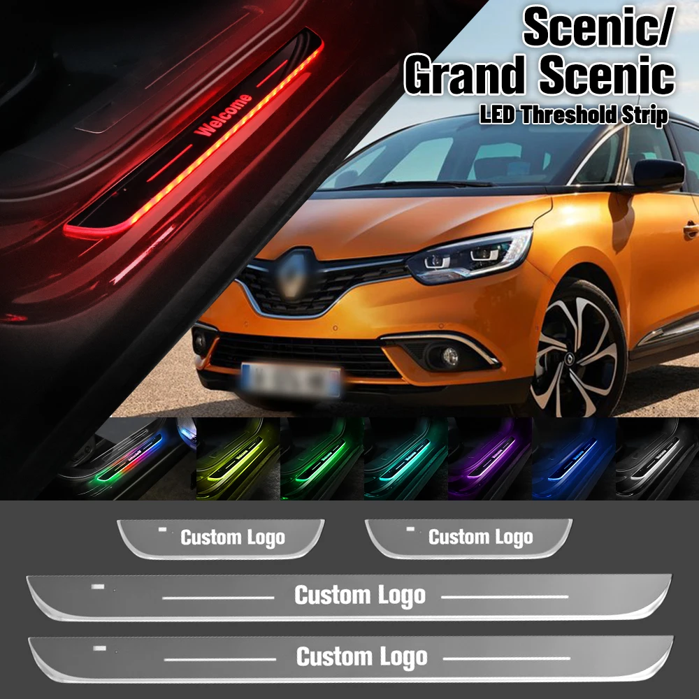 For Renault Scenic Grand Scenic 2 3 4 2005-2023 Car Door Sill Light Customized Logo LED Welcome Threshold Pedal Lamp Accessories