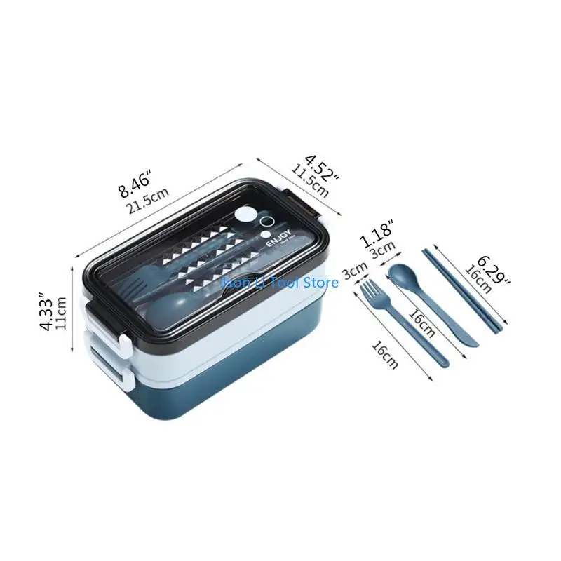 Y08D Double Layer Lunch Box con tappeti per le perdite per le perdite fork