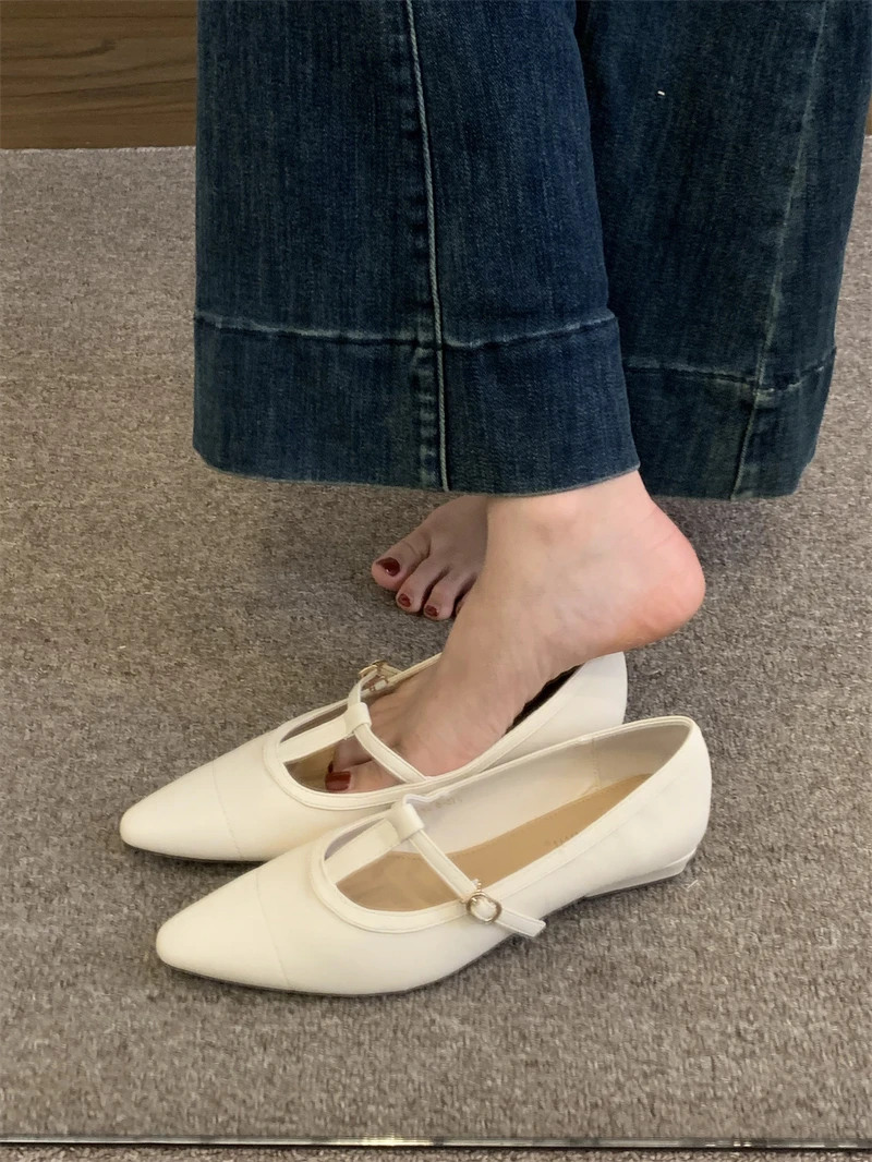 

Mary Jane Ballet Flats Shoes for Women Designer Shoes High Quality Shoes Buckle Ballet Shoes for Women Pointed Toe Flat Single
