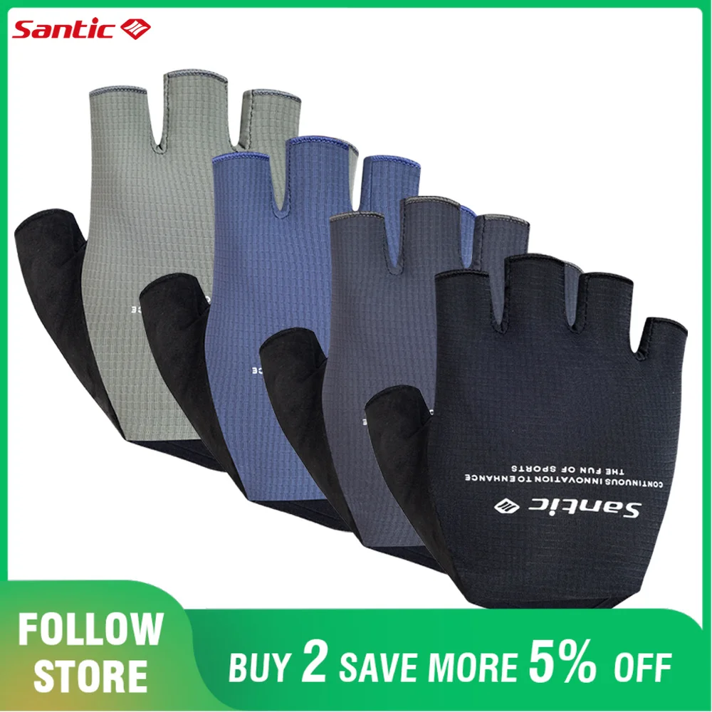 Santic Half Finger Racing Cycling Gloves Long-distance Shockproof Non-slip MTB Gloves Breathable Pro Road Bicycle Sports Mittens