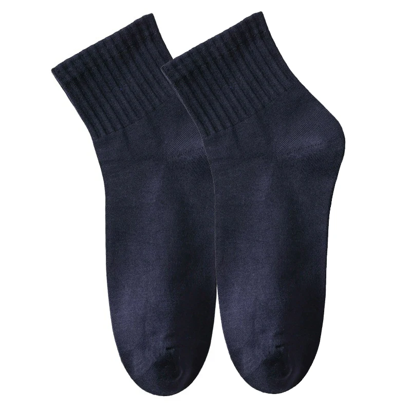 2Pairs/Set Men 100% Cotton Business Socks Mid Tube Sweat Absorbing Large Socks Solid Color Comfortable Sports Casual Socks