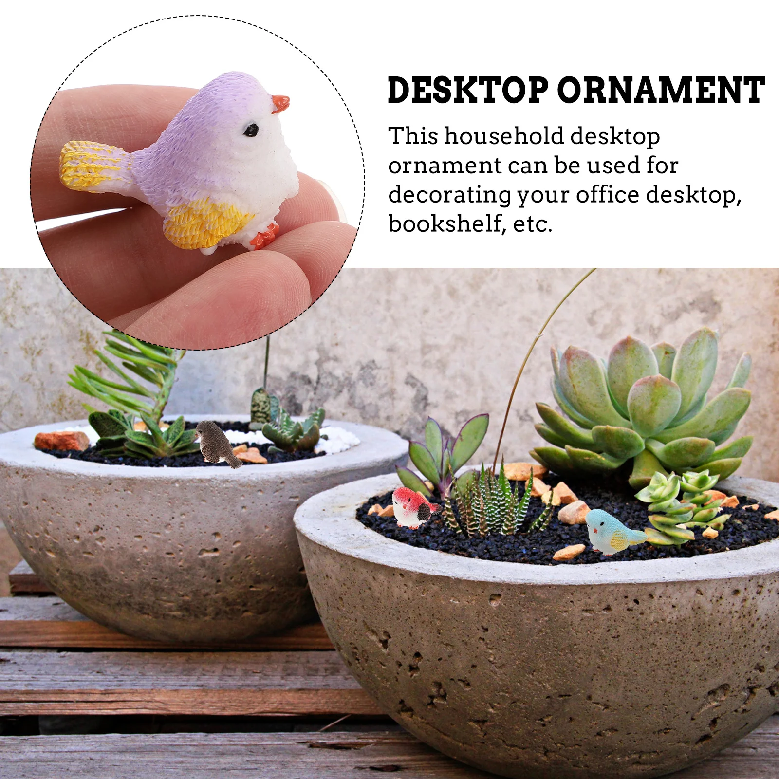 

10Pcs Environmental Friendly Resin Bird Decorations Fashionable Appearance Home Office Adornment Resin Bird Statuette