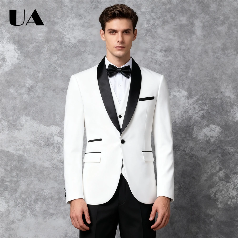 

One Button Groom Wedding Suit Set, 3 Pieces (Jacket Vest Pants) Shawl Collar Tuxedo Formal Slim Fitting Suits XXS-7XL