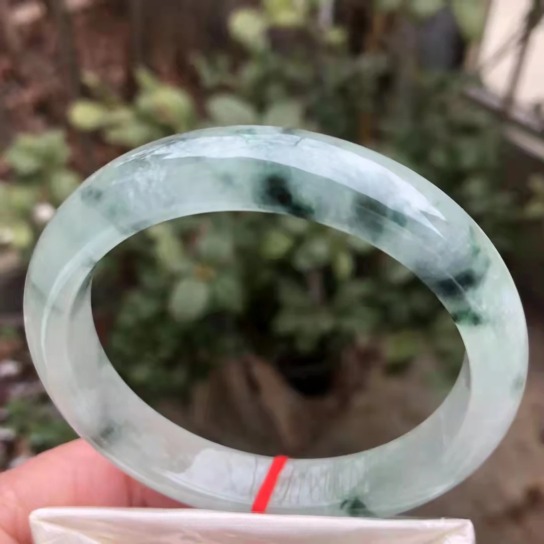 Top Class Emerald Bracelet Ice Species Floating Flowers Jadeite Bangle Transparent Jade Handring Exquisite High Quality Jewelry