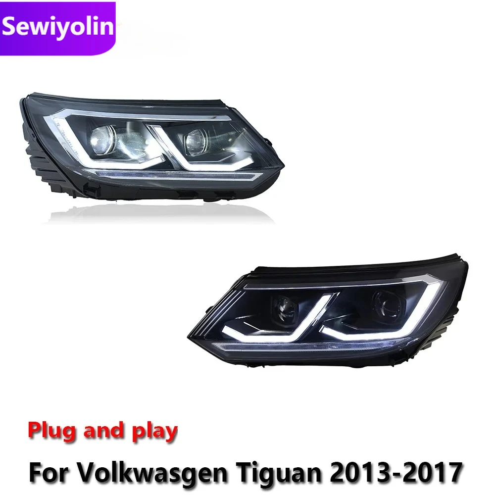 車 DRL LED ヘッドライトアセンブリフォルクスワーゲンティグアン 2013-2017 フォグ DRL ブレーキターンシグナルランププラグアンドプレイ