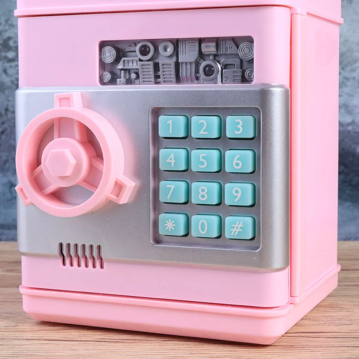 Intelligent Voice Saving Box for Kids Pink Button Random Color Money Bank with Automatic Paper Money Entrance