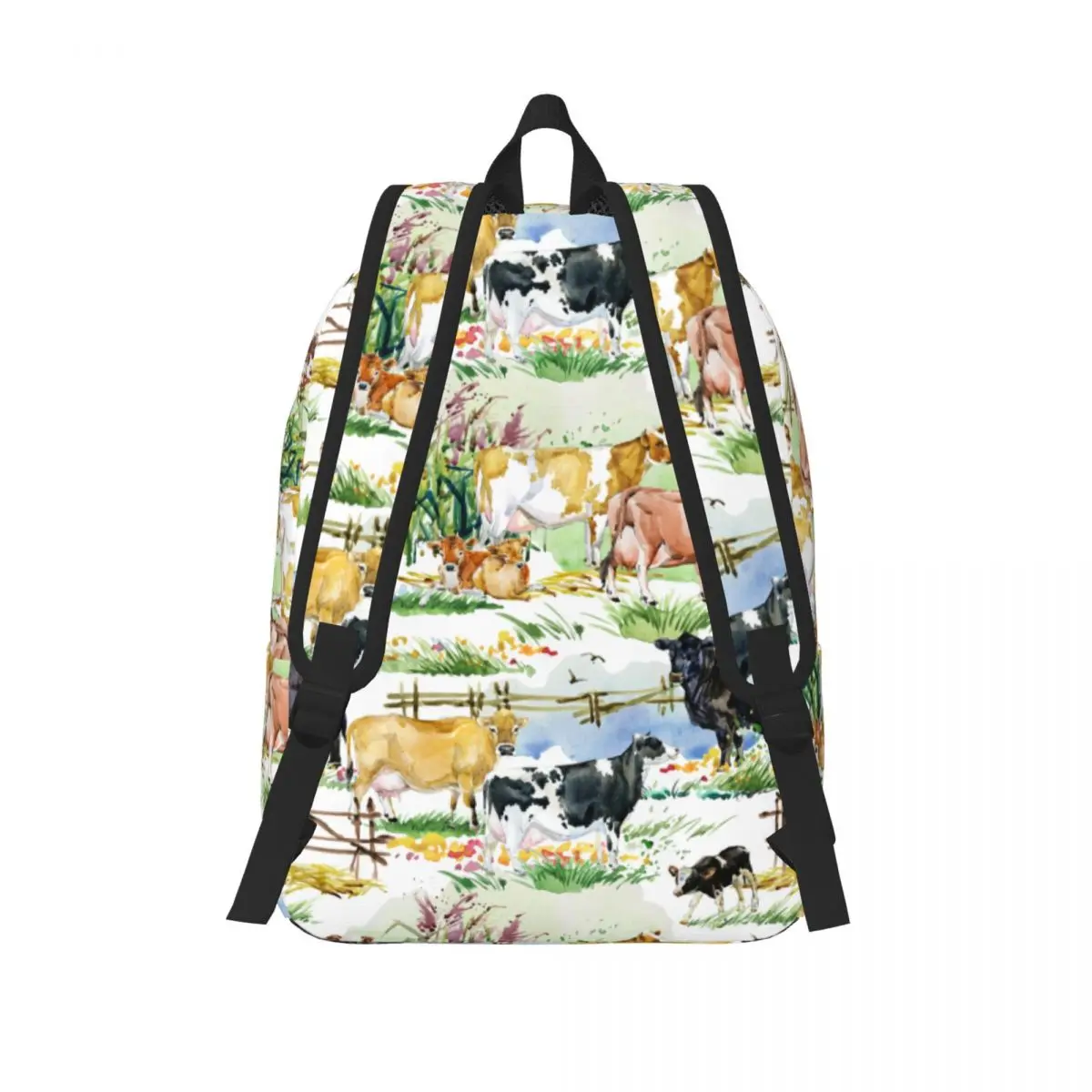 Zaino per mucche da latte per animali da fattoria ad acquerello zaino per studenti delle scuole medie superiori del villaggio Life Bookbag uomo donna Daypack per i viaggi