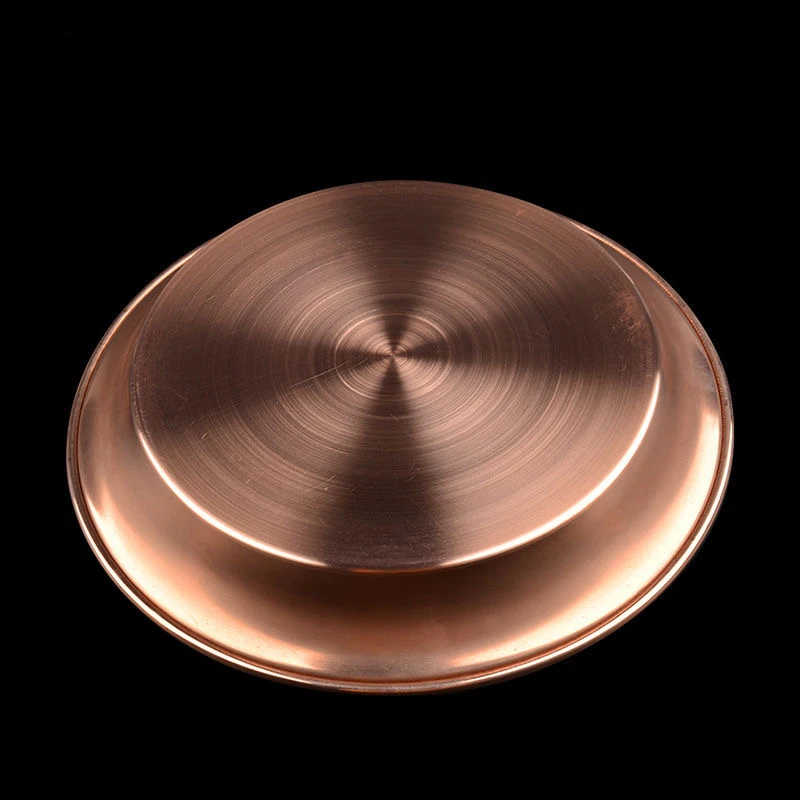 7pcs Pure Copper Tribute Plate Brass Auspicious Luster Tibetan Plate Collection Buddhist Fruit Saucer Home\'s Gift Decorative