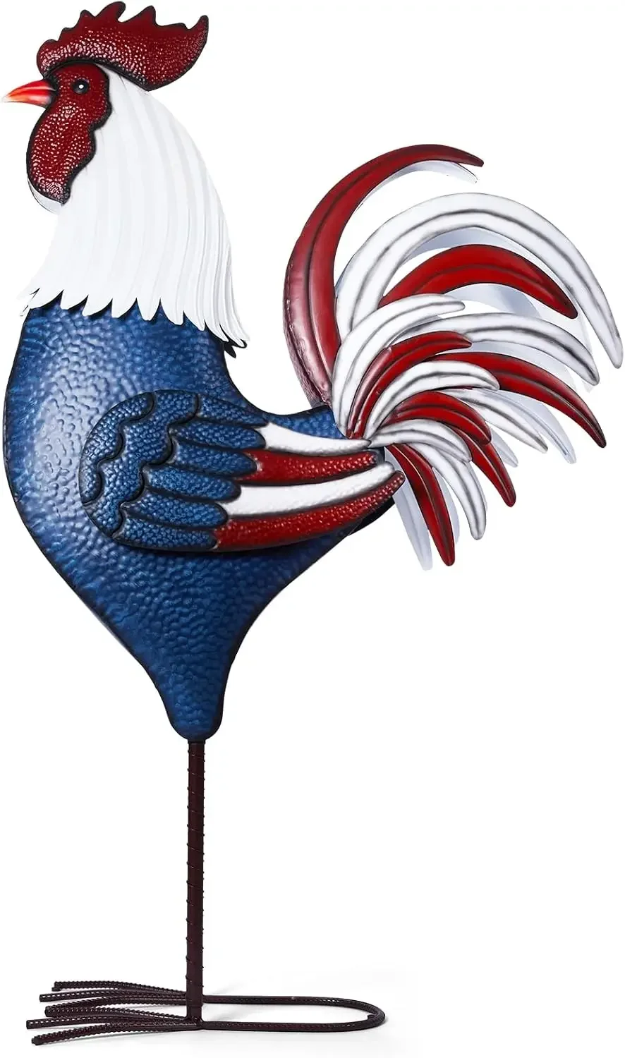 Backyard Expressions Rooster Décor Garden Statue - Chicken Yard Art Sculpture Outdoor - 63 Inch (Patriotic)