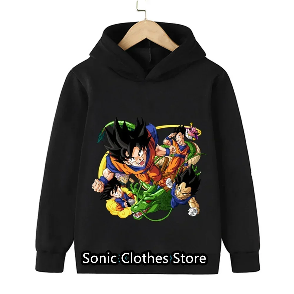 Anime Dragon Ball Z Hoodie Sweatshirts Kids Boys Clothes 2024 Autumn Winter Pullover Hoodies Children's Clothing Hoodie Jackets