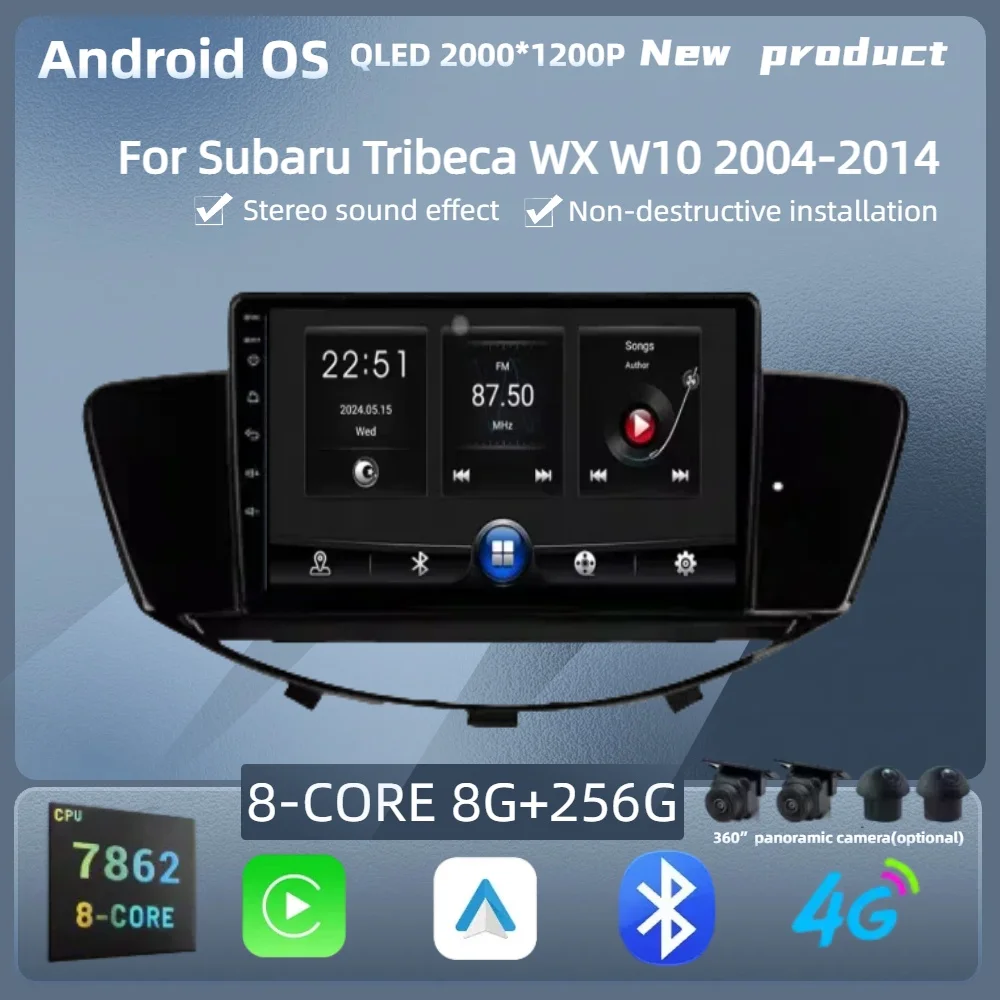 

For Subaru Tribeca WX W10 2004-2014 Car Radio Multimedia Wireless BT Carplay Navigation 4G GPS Android 14 Acessorie Touch Screen