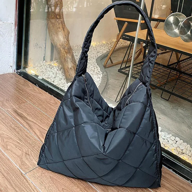 

Korean Casual Cloth Bag For Women Luxury Designer Handbag Purse 2023 New In Polyester Embroidery Rhombus Large Capacity Shoulder