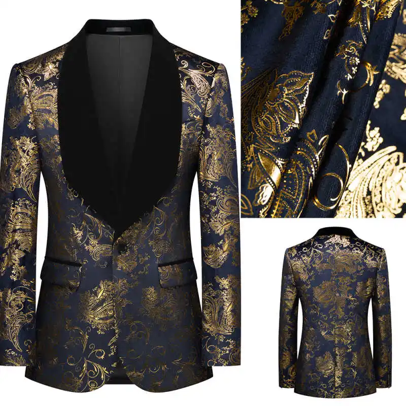

Designer Jacquard Men Suit Shawl Lapel One Button Wedding Tuxedos Classic Fit 1 Piece Set Prom Grooms Blazers Customized