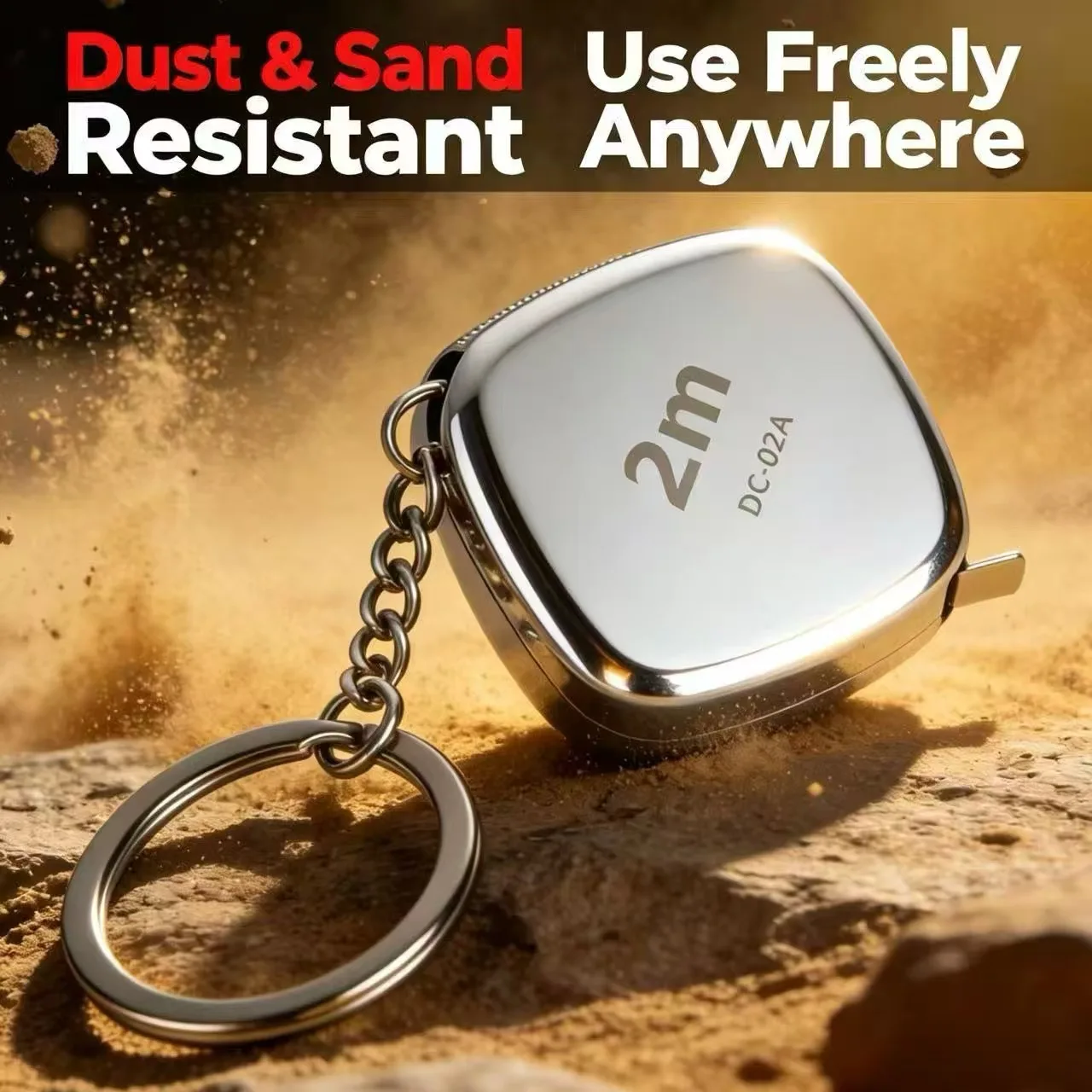 2M Portable Mini Keychain Tape Measure Stainless Steel Waterproof Small Pocket Measuring Ruler