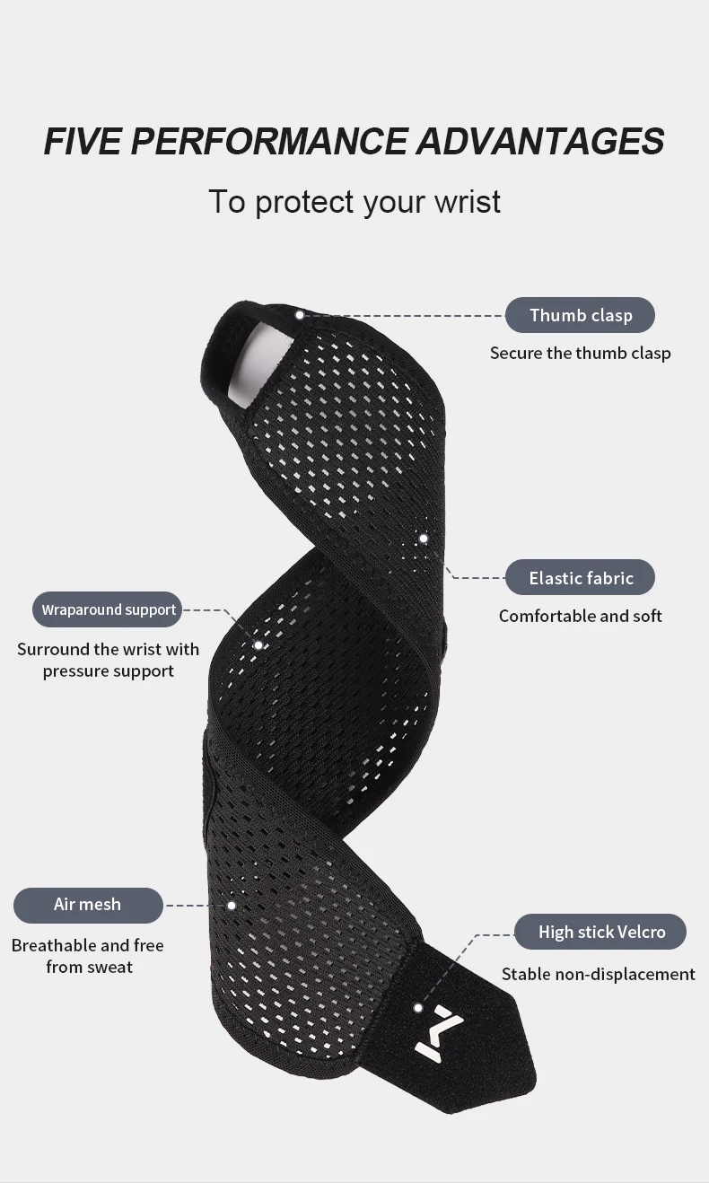 1pc Einstellbare Handgelenk Strap Sport Handgelenk Unterstützung Klammer Schwarz Gewichtheben Armband Für Männer & Frauen Badminton Tennis Gym – Detail 2