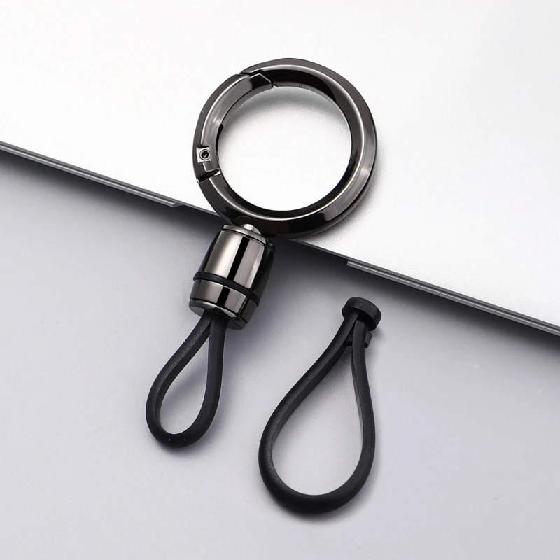 Men High-End Metal Keychain Simple Car Key Chain with Waist Hook Anti-Lo Leather Rope And Keychain Ring for Stylish Organization