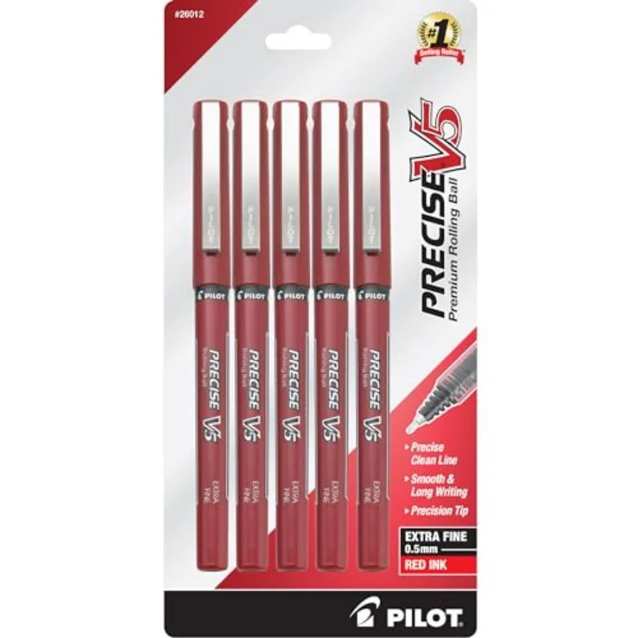 

Precise V5 Rollerball Pens, Extra Fine Point 0.5 mm Pens, Pack of 5 - Ideal for School, Journaling and Office Writing