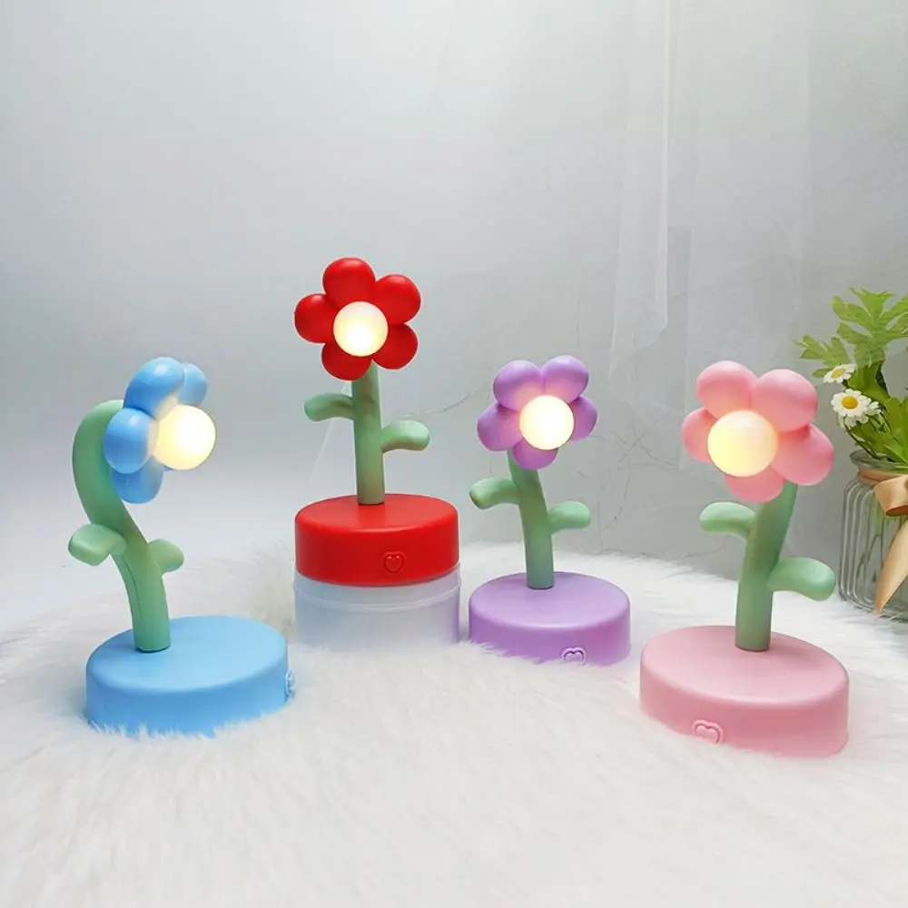 Miniature Landscapes Mini LED Flower Night Lamp Cute Lovely Table Lamp Creative Cartoon Bedside Light Bedroom Desktop