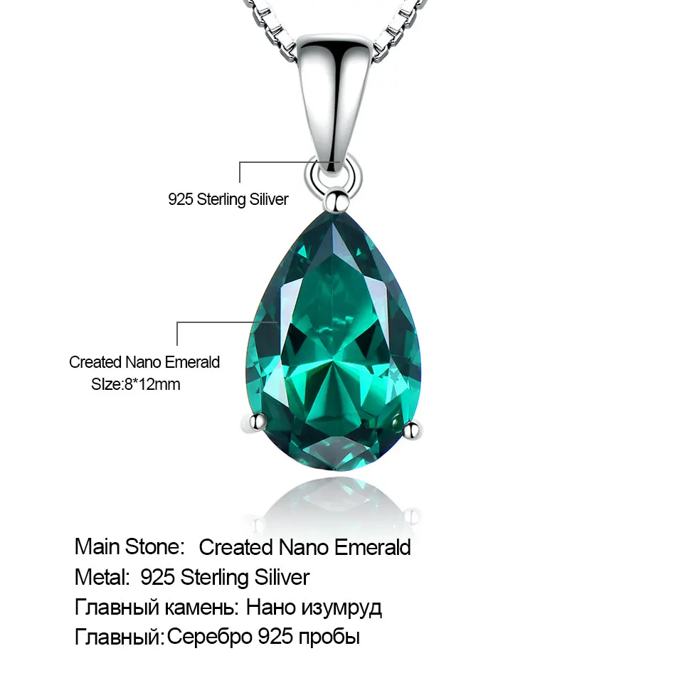 UMCHO 925 Sterling Silver Pendant Necklace for Women Nano Emerald Gemstone Zircon Chain Necklace for Women