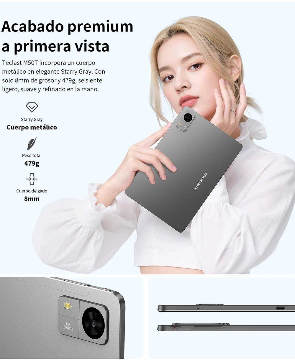 Teclast M50T 2026 10.1-inch IPS Tablet, Gemini AI, Android 16, Max 32GB RAM (4GB+28GB Virtual), 128GB ROM, A537 Octa-Core CPU, 7000mAh Battery, Type-C, Supports microSD up to 1TB & Wi-Fi 6