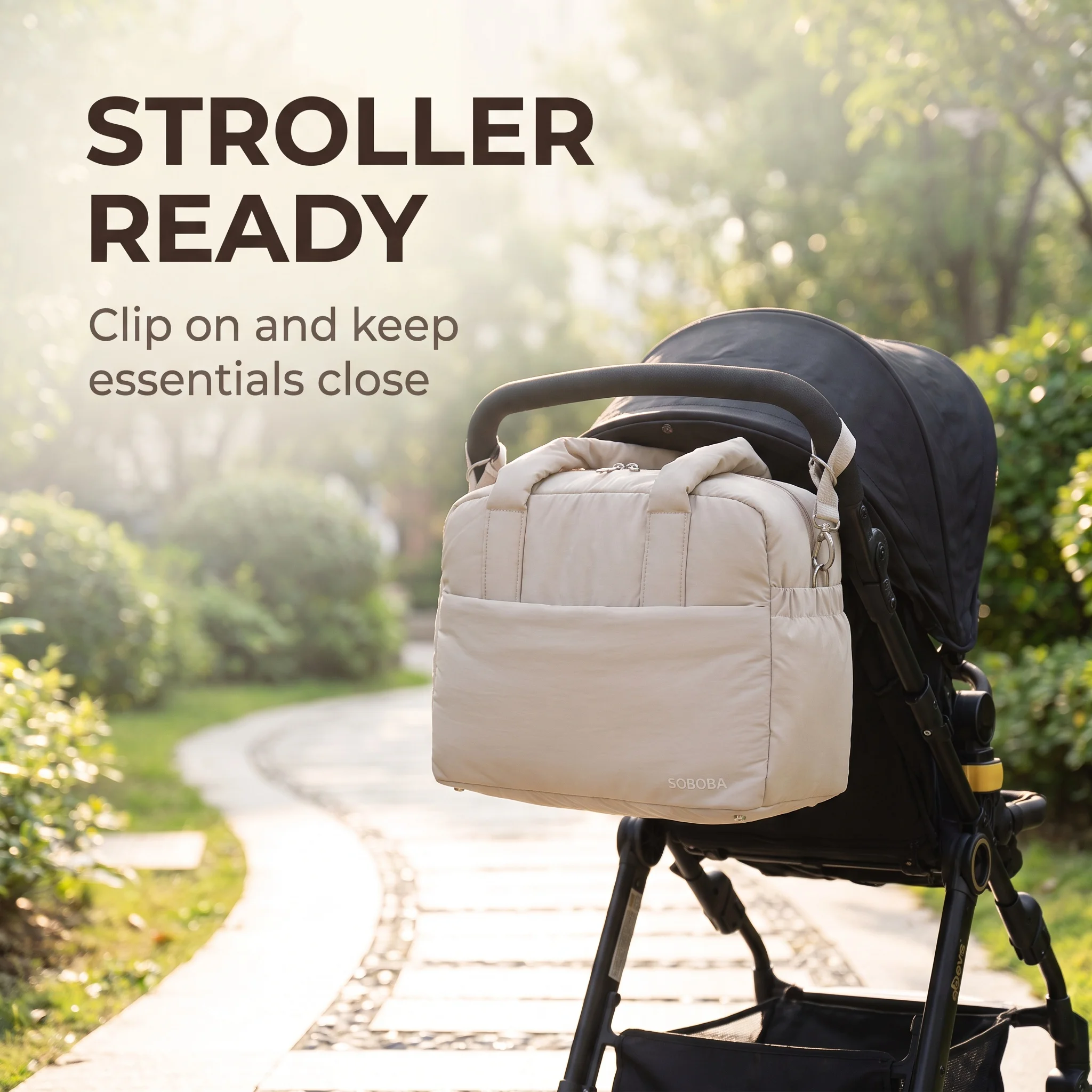Large Capacity Diaper Bag Tote for Mommy Maternity Travel with Stroller Straps Luggage Sleeve And Removable Shoulder Strap