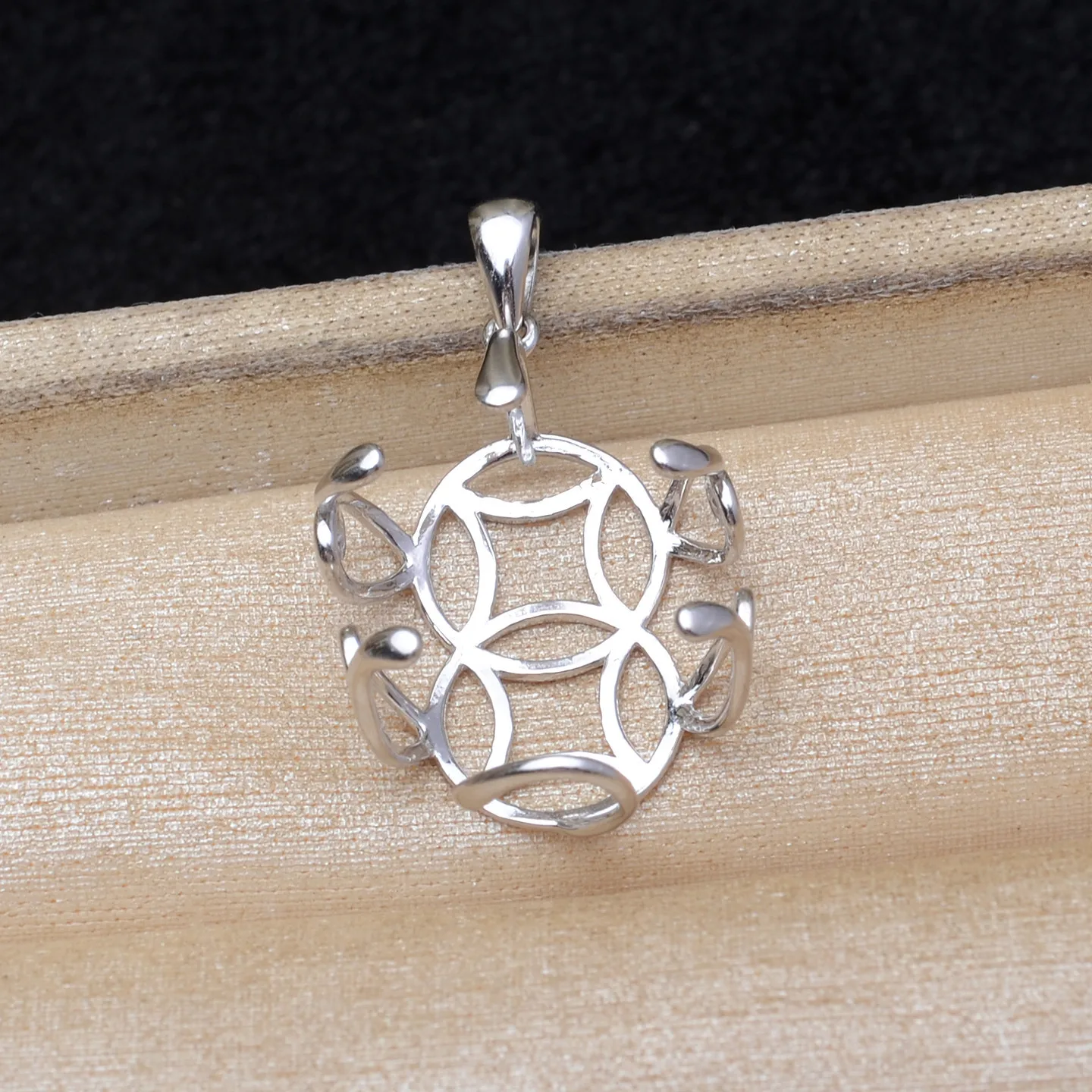 Wholesale 925 Sterling Silver Pendant Mounts Base Findings Settings Mountings Jewelry Fittings for 20-25mm Pearls 3pcs/lot