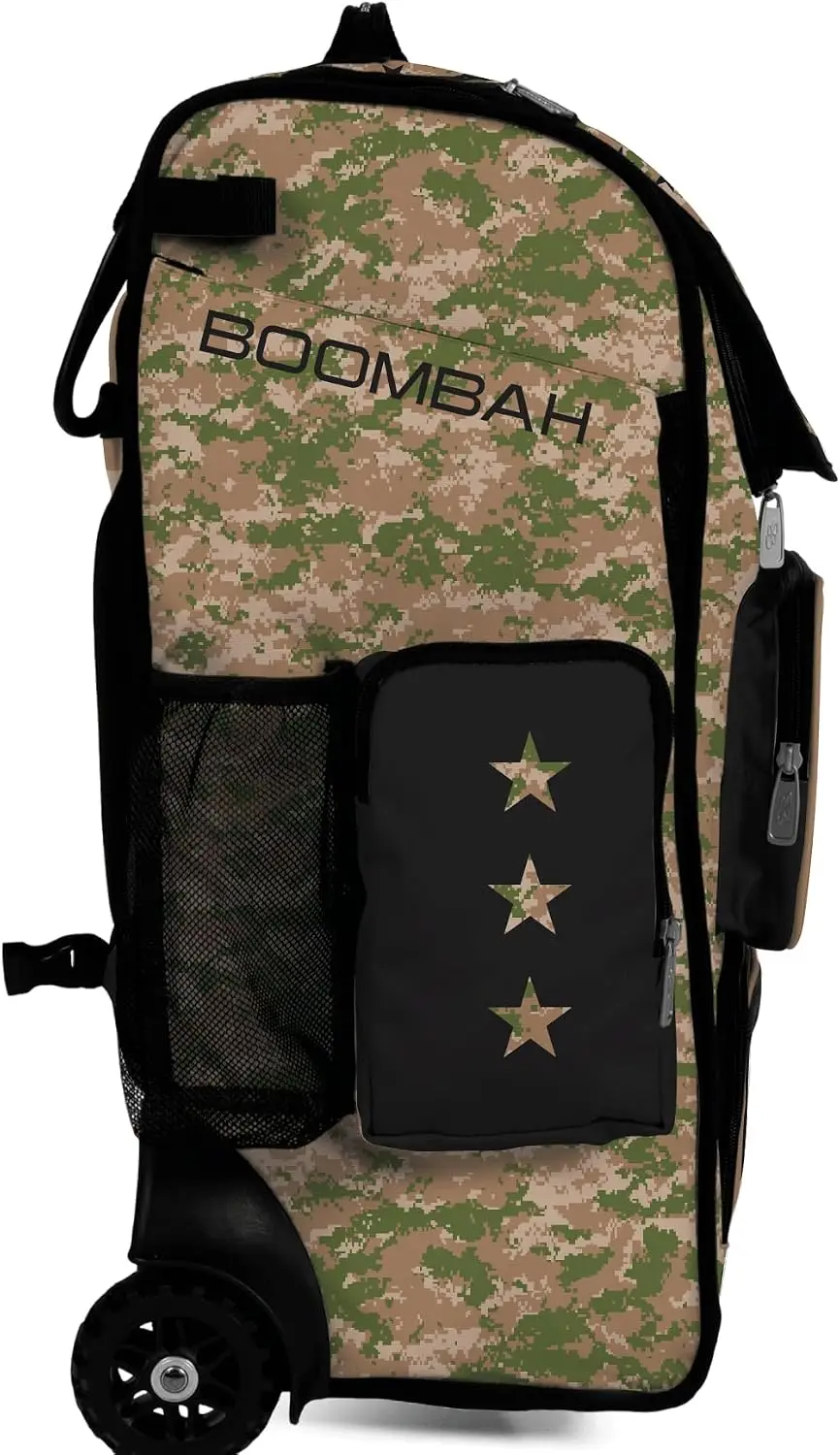 Hybrid Bat Bag Wheeled Backpack Olive Drab Brown Teak