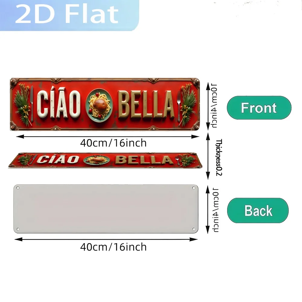 2D Flat - A 2D Flat Vintage Sign Featuring 'Pasta And Bread', Perfect for Embellishing Craft Spaces, She Sheds, Offices